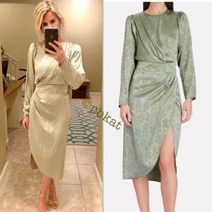 NWT RONNY KOBO JADE LEAF JACQUARD MIDI DRESS